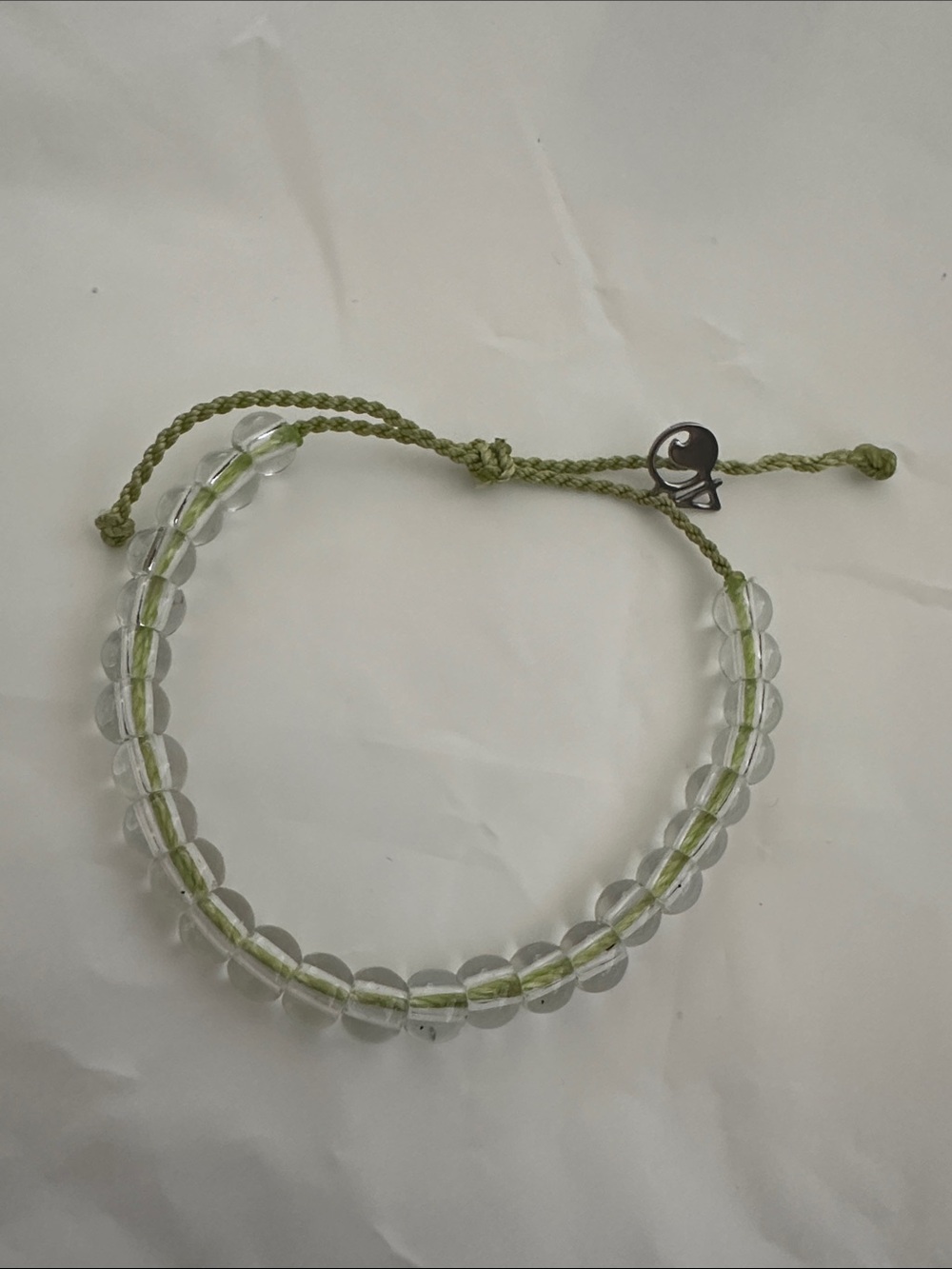 NWOT 4Ocean Clear Beaded Macrame Bracelet with Olive Cord